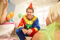 Clown entertaining children at party Royalty Free Stock Photo