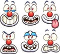 Cartoon clown face with different expressions Royalty Free Stock Photo