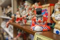 Clown figurines decorate the Clown Motel's shelves.