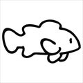 Cute Clown Fish Monochrome Line Art Cartoon Vector Illustration Motif Set. Hand Drawn Isolated Sea Life Elements Clipart