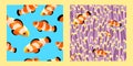 Clown fish patterns set Royalty Free Stock Photo