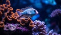 Clown fish swimming in vibrant underwater reef, natural beauty generated by AI