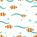 Clown fishes seamless pattern on white background