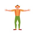 Clown happy. funnyman merry. harlequin Vector illustration