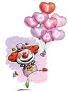 Clown with Heart Balloons Saying I Love You Royalty Free Stock Photo