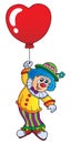 Clown with heart shaped balloon theme 1 Royalty Free Stock Photo