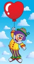 Clown with heart shaped balloon theme 2 Royalty Free Stock Photo