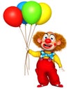 Clown holding balloon