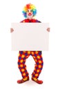 Clown holding blank white board Royalty Free Stock Photo