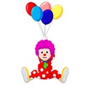 Clown holding colorful balloon