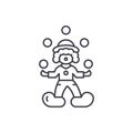 Clown juggler line icon concept. Clown juggler vector linear illustration, symbol, sign Royalty Free Stock Photo