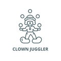 Clown juggler line icon, vector. Clown juggler outline sign, concept symbol, flat illustration Royalty Free Stock Photo