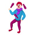 Clown juggles icon, cartoon style Royalty Free Stock Photo