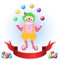 Clown juggling colorful balls