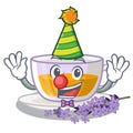 Clown levender tea is poured cartoon bottle Royalty Free Stock Photo