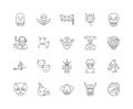 Clown line icons, signs, vector set, outline illustration concept Royalty Free Stock Photo