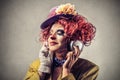 Clown listening to the music Royalty Free Stock Photo