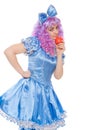 Clown in a Malvina suit with apple Royalty Free Stock Photo