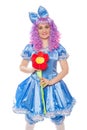 Clown in a Malvina suit with flower Royalty Free Stock Photo