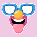 Clown mask with eyeglasses smile symbol of joke illustration funny character