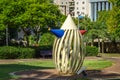 Clown metal sculpture in city park