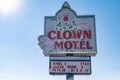 Clown Motel sign in Tonopah Nevada, is a kitschy roadside attraction and classic motor court motel Royalty Free Stock Photo