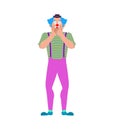 Clown OMG. fear funnyman. dread harlequin. Vector illustration