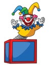 Clown Out of the Box Color Illustration Design Royalty Free Stock Photo
