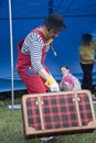 Clown during outdoor performance on Kids Day