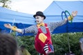 Clown during outdoor performance on Kids Day