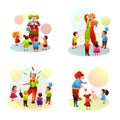 Clown performance for children cartoon circus set