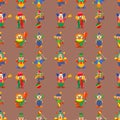 Clown cute characters performer carnival actor makeup juggling human seamless pattern background vector illustration. Royalty Free Stock Photo