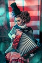 Clown playing accordion Royalty Free Stock Photo