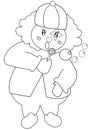 Clown playing bubbles coloring page