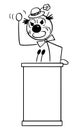 Clown Politician Behind Lectern , Vector Cartoon Stick Figure Illustration