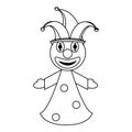 Clown pupet cartoon in black and white