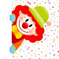 Clown With Red Hair Vertical Banner Right Streamers And Confetti