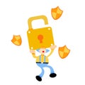 clown carnival and security protection padlock cartoon doodle flat design vector illustration Royalty Free Stock Photo