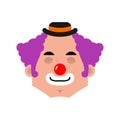 Clown sleep emotion avatar. funnyman sleeping emoji. harlequin face. Vector illustration