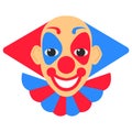 Clown smile vector cartoon with red and blue hair and makeup.