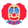 Clown smile vector cartoon with red hair and blue makeup.