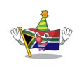 Clown south africa flag flies at cartoon pole