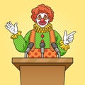 Clown speaking from the podium vector hand drawn Royalty Free Stock Photo