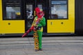 Clown standing on the street, Berlin, October 2015 Royalty Free Stock Photo