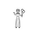 Clown on stilts hand drawn sketch icon. Royalty Free Stock Photo