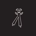 Clown on stilts sketch icon. Royalty Free Stock Photo