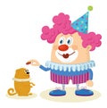 Clown with trained dog