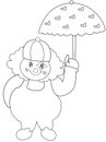Clown with umbrella coloring page