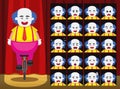 Clown Unicycle Costume Cartoon Emotion faces Vector Illustration Royalty Free Stock Photo