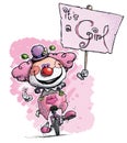 Clown on Unicycle Hoding a Its a Girl Plackard Royalty Free Stock Photo